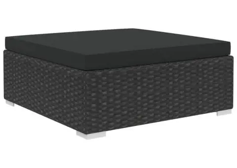 Set mobilier de grădină cu perne, 8 piese, negru, poliratan - 5/5