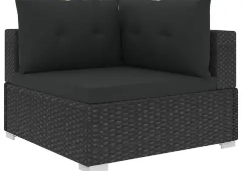 Set mobilier de grădină cu perne, 10 piese, negru, poliratan - 4/5