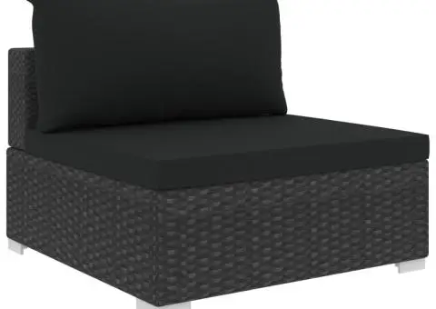 Set mobilier de grădină cu perne, 4 piese, negru, poliratan - 5/5