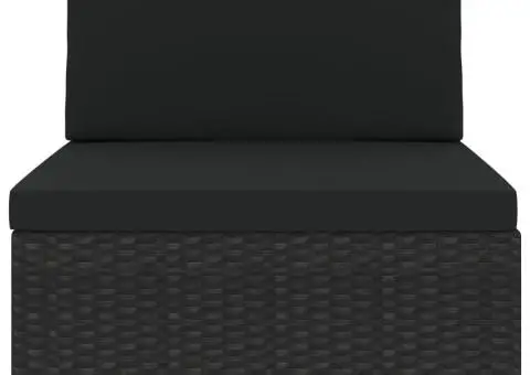 Scaun modular de mijloc, 1 buc., negru, poliratan, cu perne - 3/5