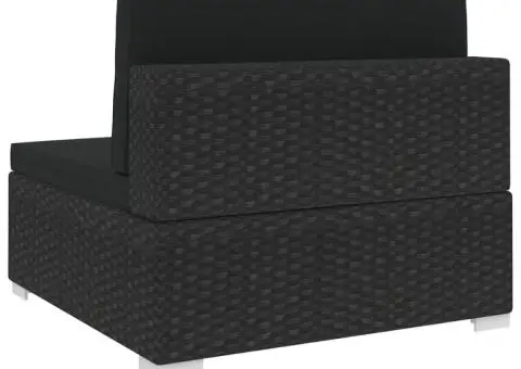 Scaun modular de mijloc, 1 buc., negru, poliratan, cu perne - 4/5