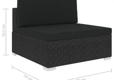 Scaun modular de mijloc, 1 buc., negru, poliratan, cu perne - 5/5