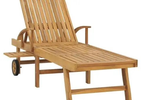 Șezlong cu masă, lemn masiv de tec - 3/5