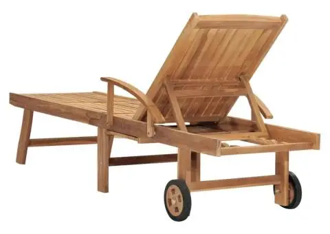 Șezlong cu masă, lemn masiv de tec - 5/5