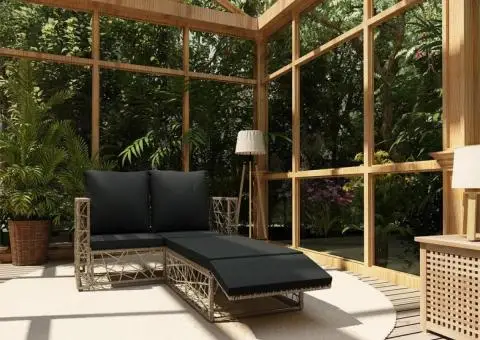 Set mobilier de grădină cu perne, 2 piese, gri, poliratan - 1/5