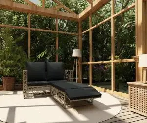 vidaXL Set mobilier de grădină cu perne, 2 piese, gri, poliratan