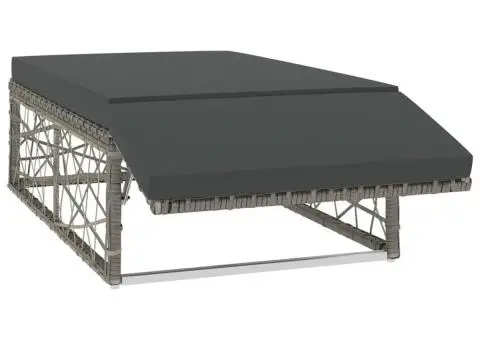 Set mobilier de grădină cu perne, 2 piese, gri, poliratan - 5/5