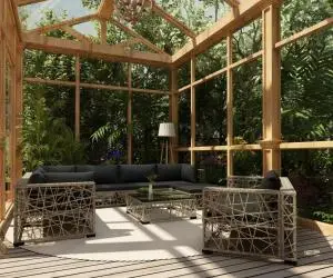 vidaXL Set mobilier de grădină cu perne, 10 piese, gri, poliratan
