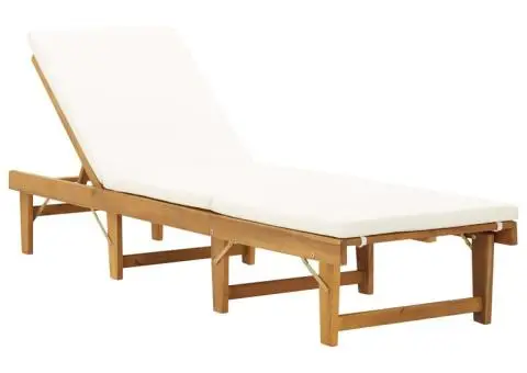 Șezlong pliabil cu pernă, lemn masiv de acacia - 1/5