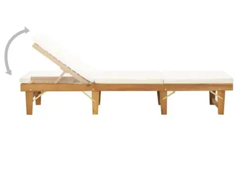 Șezlong pliabil cu pernă, lemn masiv de acacia - 3/5
