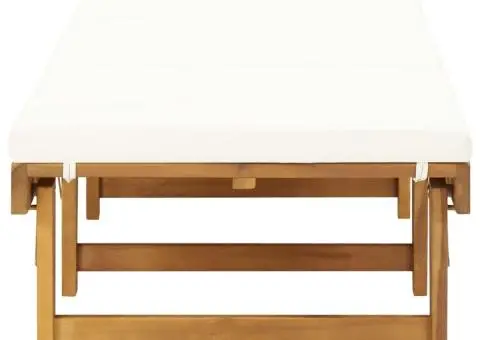 Șezlong pliabil cu pernă, lemn masiv de acacia - 5/5