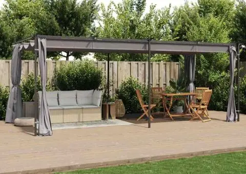 Pavilion cu draperii, antracit, 3 x 6 m, oțel - 1/5