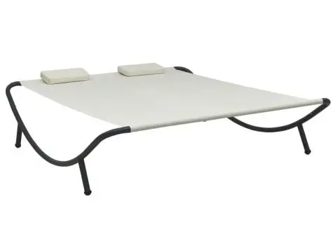 Pat șezlong de exterior, crem, material textil - 1/5