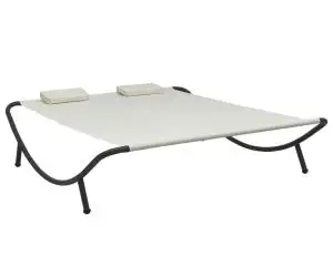 vidaXL Pat șezlong de exterior, crem, material textil