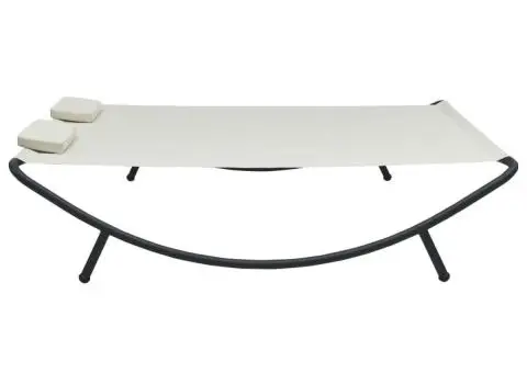 Pat șezlong de exterior, crem, material textil - 3/5