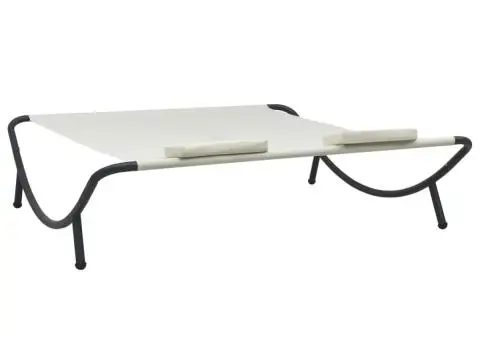 Pat șezlong de exterior, crem, material textil - 4/5