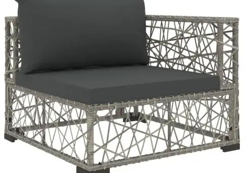 Set mobilier de grădină cu perne, 8 piese, gri, poliratan - 4/5