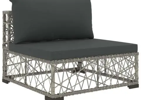 Set mobilier de grădină cu perne, 8 piese, gri, poliratan - 5/5