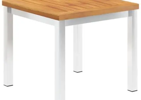 Masă laterală de grădină, 45 x 45 x 38 cm, lemn acacia și oțel - 1/5