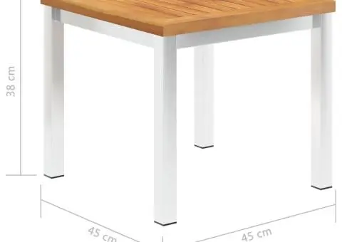 Masă laterală de grădină, 45 x 45 x 38 cm, lemn acacia și oțel - 5/5