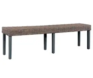 vidaXL Bancă, gri, 160 cm, ratan kubu natural și lemn masiv de mango
