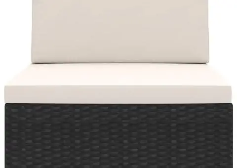 Scaun modular de mijloc, 1 buc., negru, poliratan, cu perne - 3/5