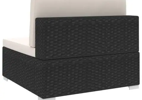 Scaun modular de mijloc, 1 buc., negru, poliratan, cu perne - 4/5