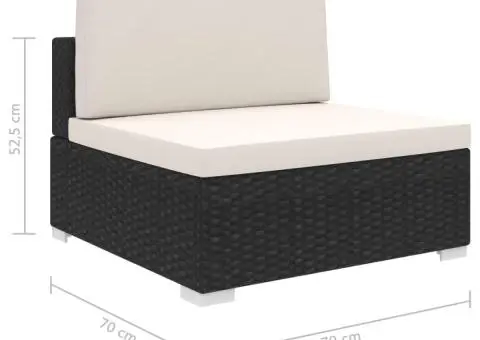 Scaun modular de mijloc, 1 buc., negru, poliratan, cu perne - 5/5