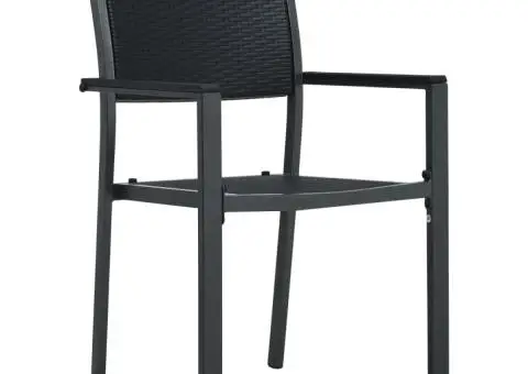 Scaune de grădină, 2 buc., negru, plastic, aspect ratan - 2/5