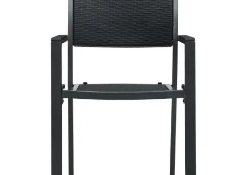 Scaune de grădină, 2 buc., negru, plastic, aspect ratan - 3/5