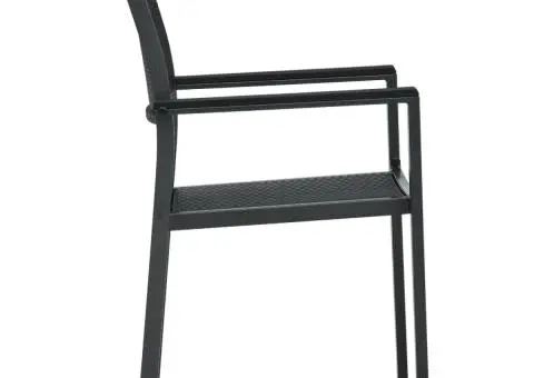 Scaune de grădină, 2 buc., negru, plastic, aspect ratan - 4/5
