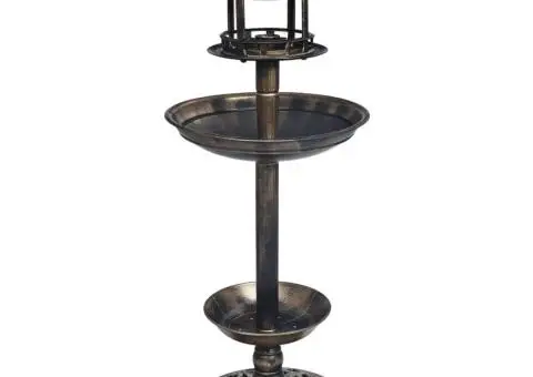 Baie pentru păsări decorativă, cu LED alimentat solar, plastic - 2/5