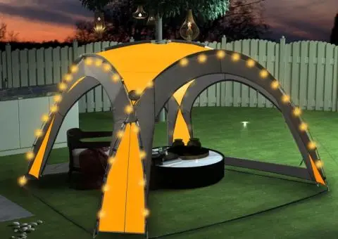 Cort petrecere cu LED, 4 pereți laterali, galben, 3,6x3,6x2,3 m - 1/5