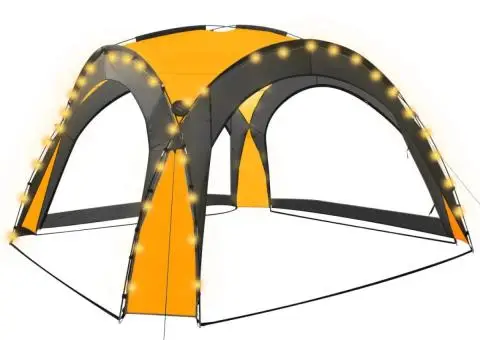 Cort petrecere cu LED, 4 pereți laterali, galben, 3,6x3,6x2,3 m - 2/5