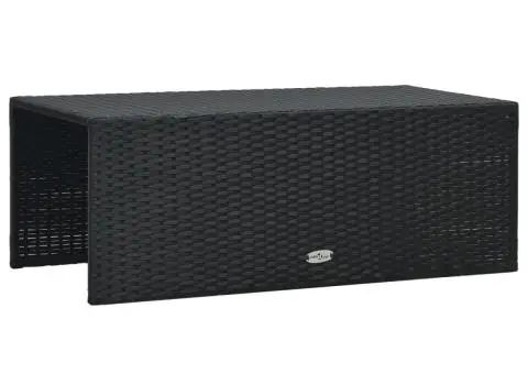 Set mobilier de grădină cu perne, 6 piese, negru, poliratan - 5/5