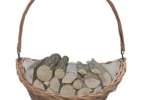 Coș pentru lemne de foc cu mâner, maro, 61,5x46,5x52 cm salcie - 1/5