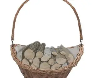 vidaXL Coș pentru lemne de foc cu mâner, maro, 61,5x46,5x52 cm salcie