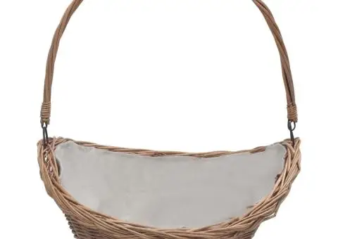 Coș pentru lemne de foc cu mâner, maro, 61,5x46,5x52 cm salcie - 2/5