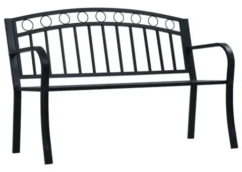 Bancă de grădină, negru, 125 cm, oțel - 1/5