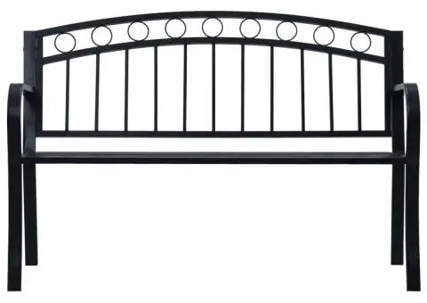 Bancă de grădină, negru, 125 cm, oțel - 2/5