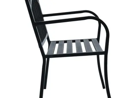 Bancă de grădină, negru, 125 cm, oțel - 3/5