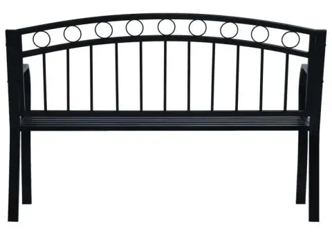 Bancă de grădină, negru, 125 cm, oțel - 4/5