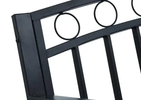 Bancă de grădină, negru, 125 cm, oțel - 5/5