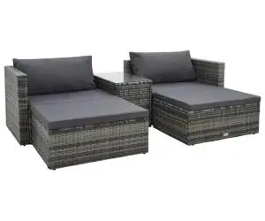 vidaXL Set mobilier de grădină cu perne, 5 piese, gri, poliratan