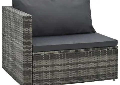 Set mobilier de grădină cu perne, 5 piese, gri, poliratan - 2/5