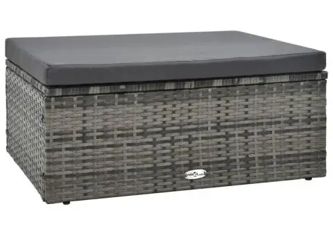 Set mobilier de grădină cu perne, 5 piese, gri, poliratan - 3/5