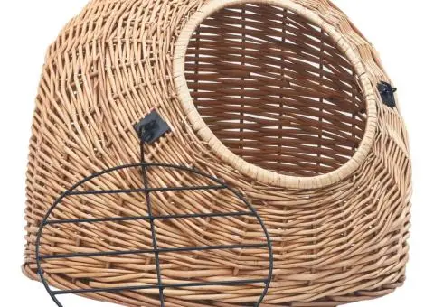 Coș transport pentru pisici, 60x45x45 cm, răchită naturală - 2/5