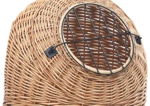 Coș transport pentru pisici, 60x45x45 cm, răchită naturală - 3/5