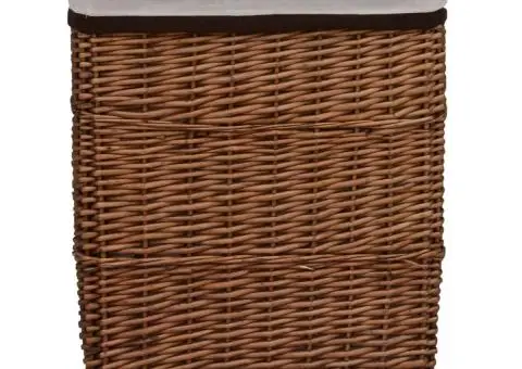 Coș de rufe, maro, salcie - 2/5