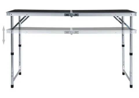 Masă de camping pliabilă, gri, 120 x 60 cm, aluminiu - 2/5